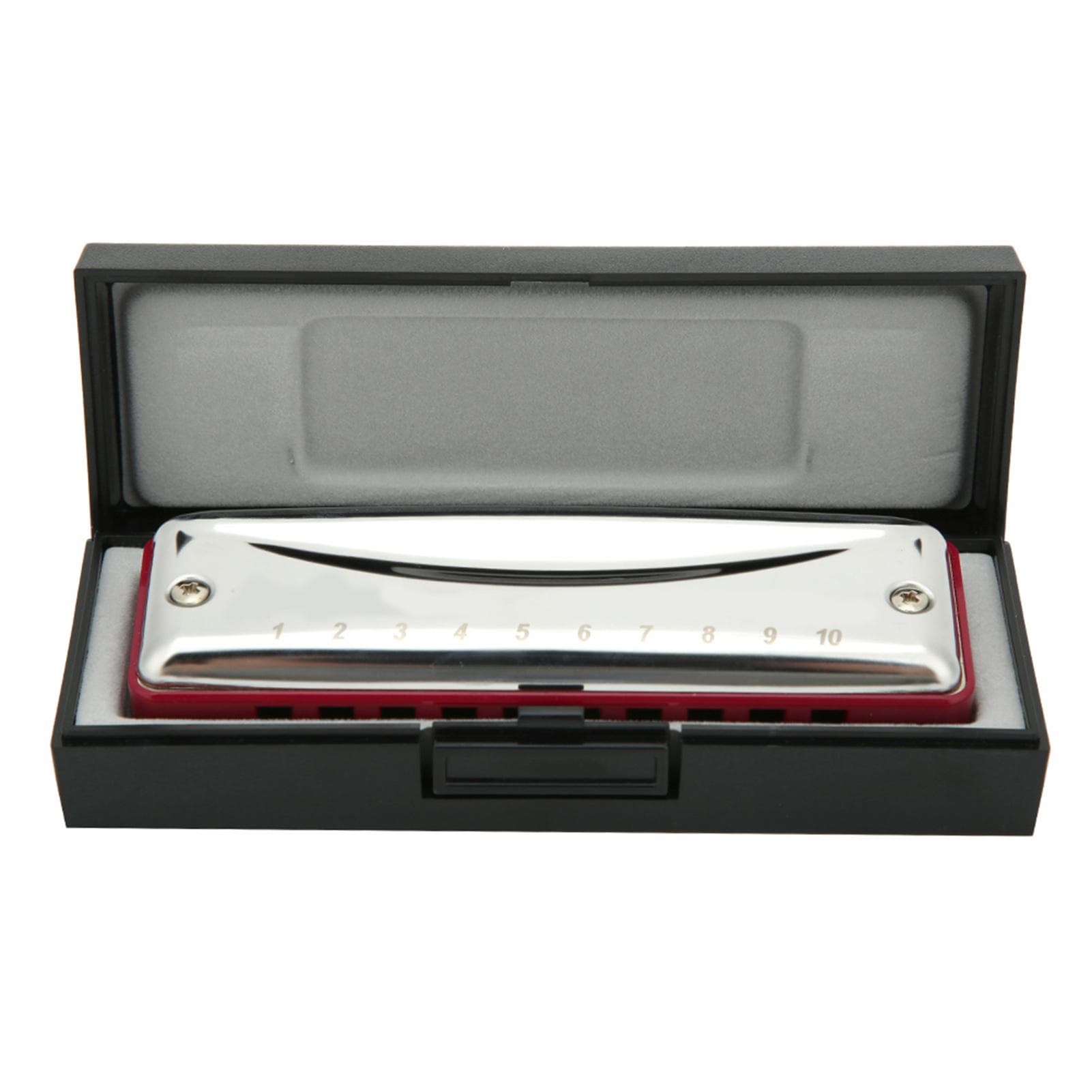 Stainless Steel Blues Harmonica 10 Holes Key of Eb for Beginners and The ProfessionalRed red