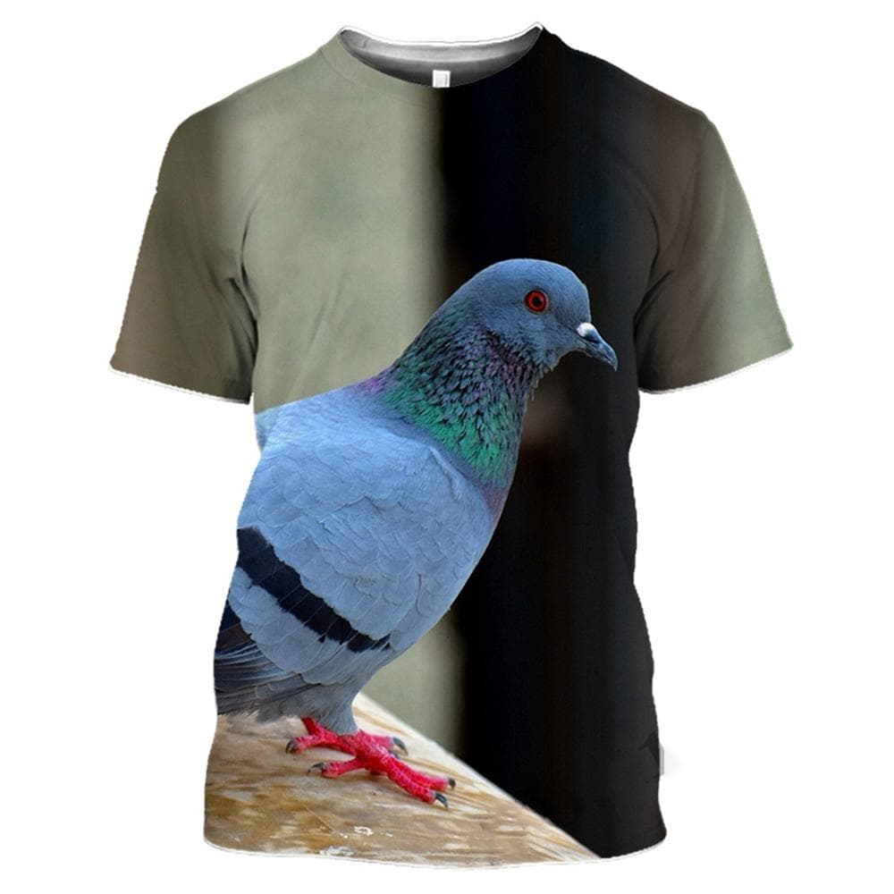 New Summer Wild Pigeon Pattern 3D Print T-Shirts Men Hip Hop O-Neck Short Sleeve Oversized Harajuku Tee Top M