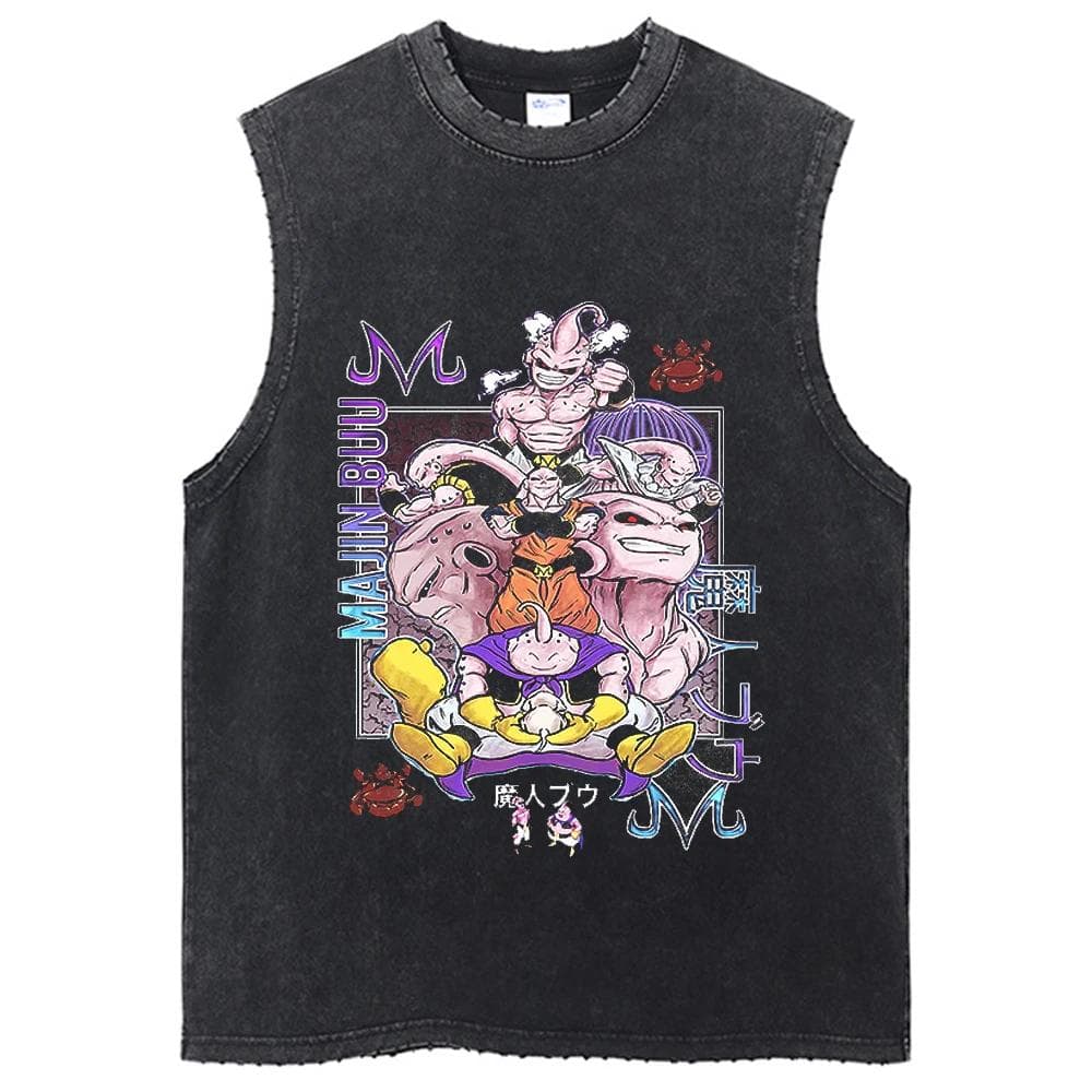 Dragon Ball Z T-shirts Harajuku Hip Hop Fashion Vintage Washed Anime Man Tops Tees Retro Manga Oversize Sleeveless Vest L