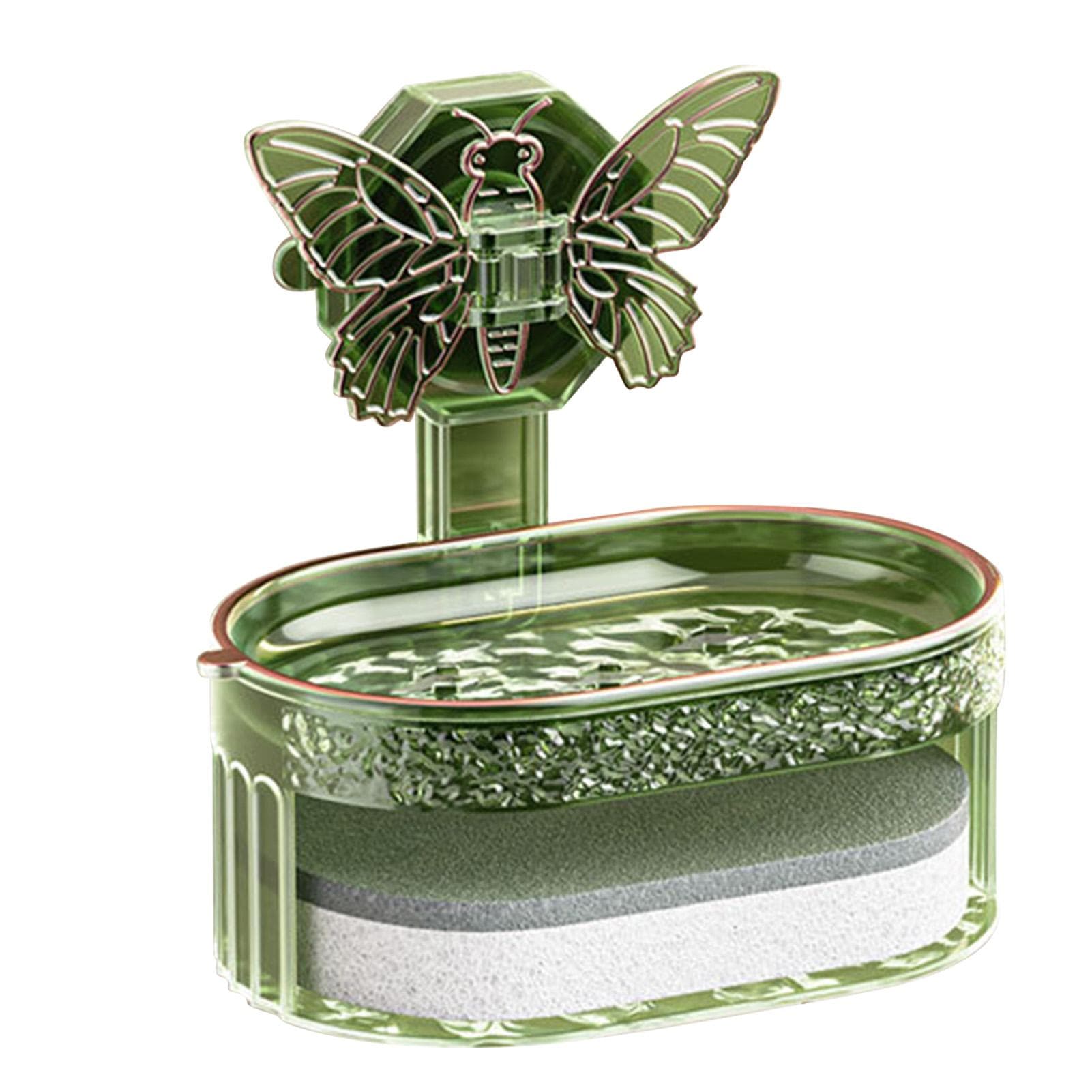 Double Layer Soap Holder Elegant Stylish Vacuum Suction Soap Dish Water Drainage Soap Tray with green