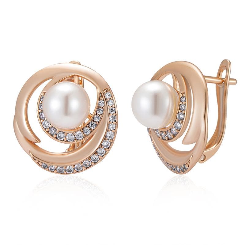 Kinel Rose Gold Color Drop Earrings For Women Natural Zircon Vintage Bride Wedding Fine Jewelry rose gold
