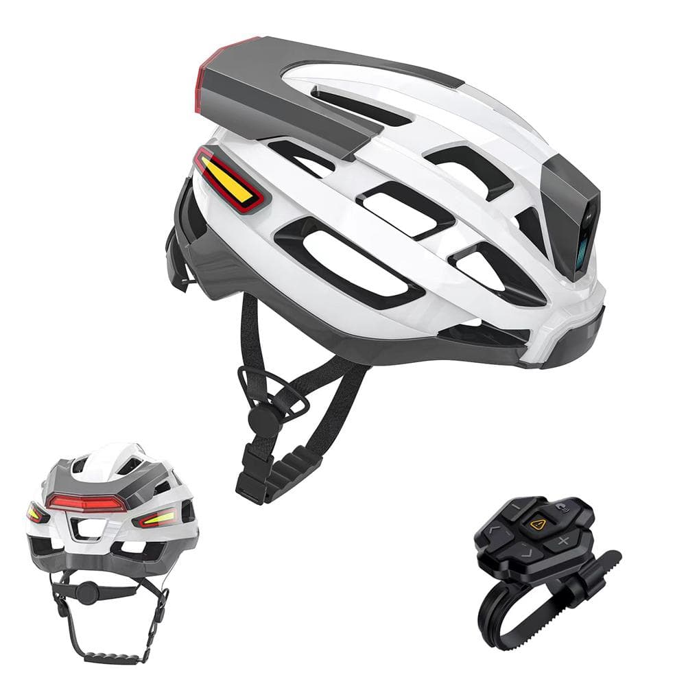 Smart Bike Helmet Cycling Helmet for Men / Women with Headlight Tail Light SOS Emergency Alert and white