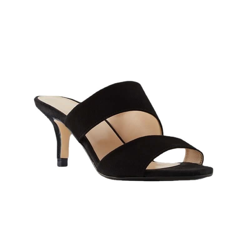 LOSLANDIFEN 2023 New Women Sandals Fashion 5cm Sexy Thin High Heels Open Toe Summer Casual Slip on Sandal Nude Wedding Shoes shoe 40 black