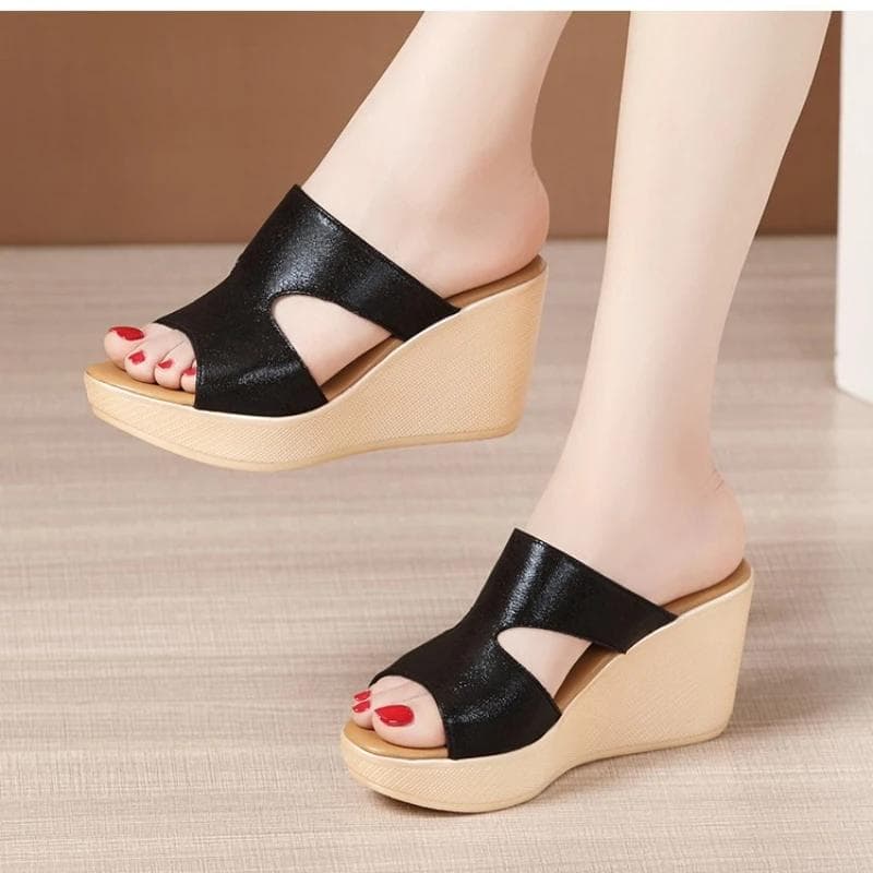 Summer Ladies Slippers New Fashion Platform Wedge Women's Pumps Designer High Heel Sandals Open Toe Fish Mouth Shoes Mules 40