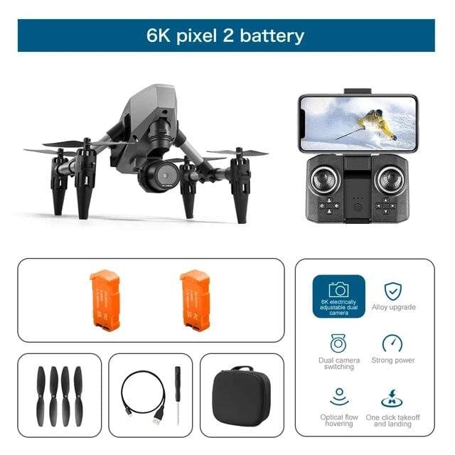 New XD1 Mini Alloy Architecture Drone 8K Professional Dual Camera 5G WIFI Four Sides Obstacle Avoidance Optical Flow Quadcopter 6k 2 battery black