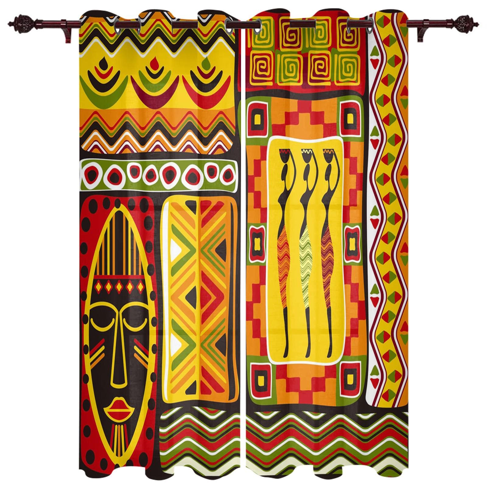 Modern Window Curtains African Style Luxury Fashion Curtains for Living Room Bedroom Kitchen Drapes 135W x 185H(cm) x2