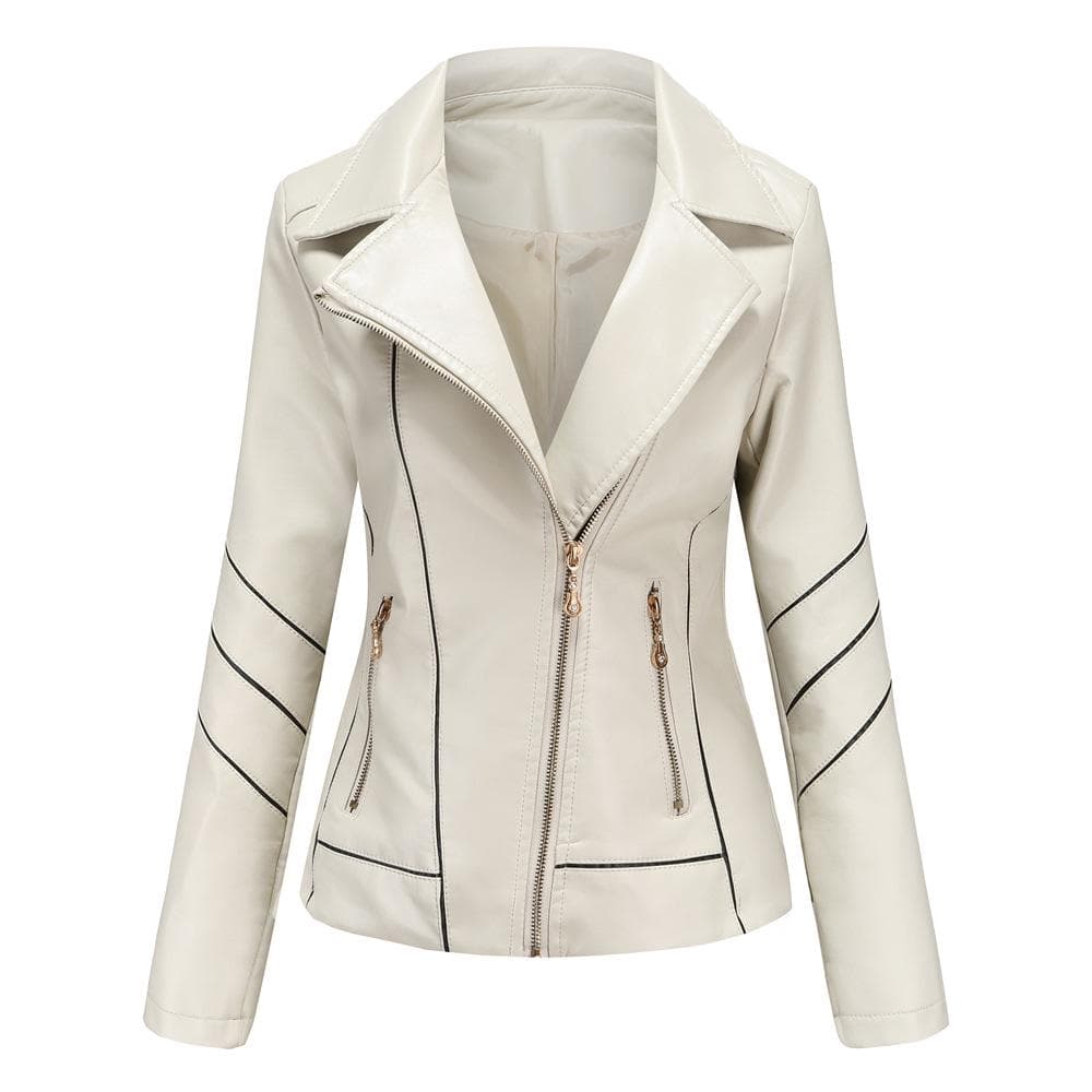Leather Jacket Women's Thin PU Short Jacket Spring and Autumn Jacket Motorcycle Jacket Women's New Style S