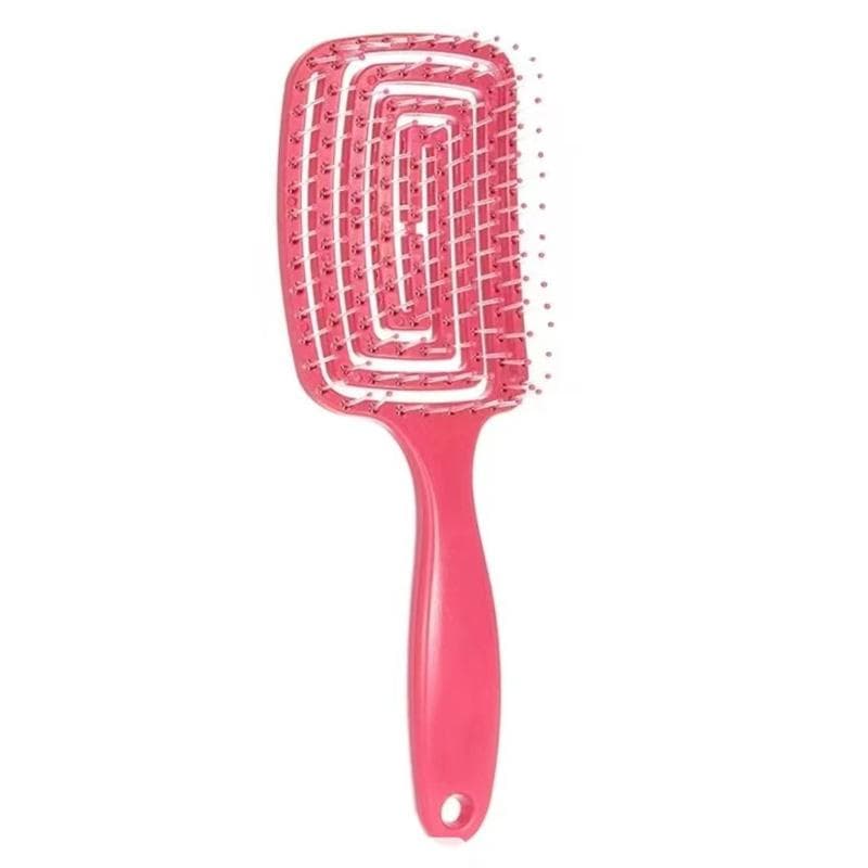 1Pcs Elastic Massage Comb Hollow Out Hair Brush Scalp Massage Combs Hair Styling Detangler Fast Blow Drying Detangling Tool red
