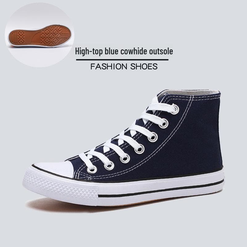 Men's 2023 High-Top Canvas Sneakers: Trendy Korean Style Couple's Casual Shoes 41 (Men)