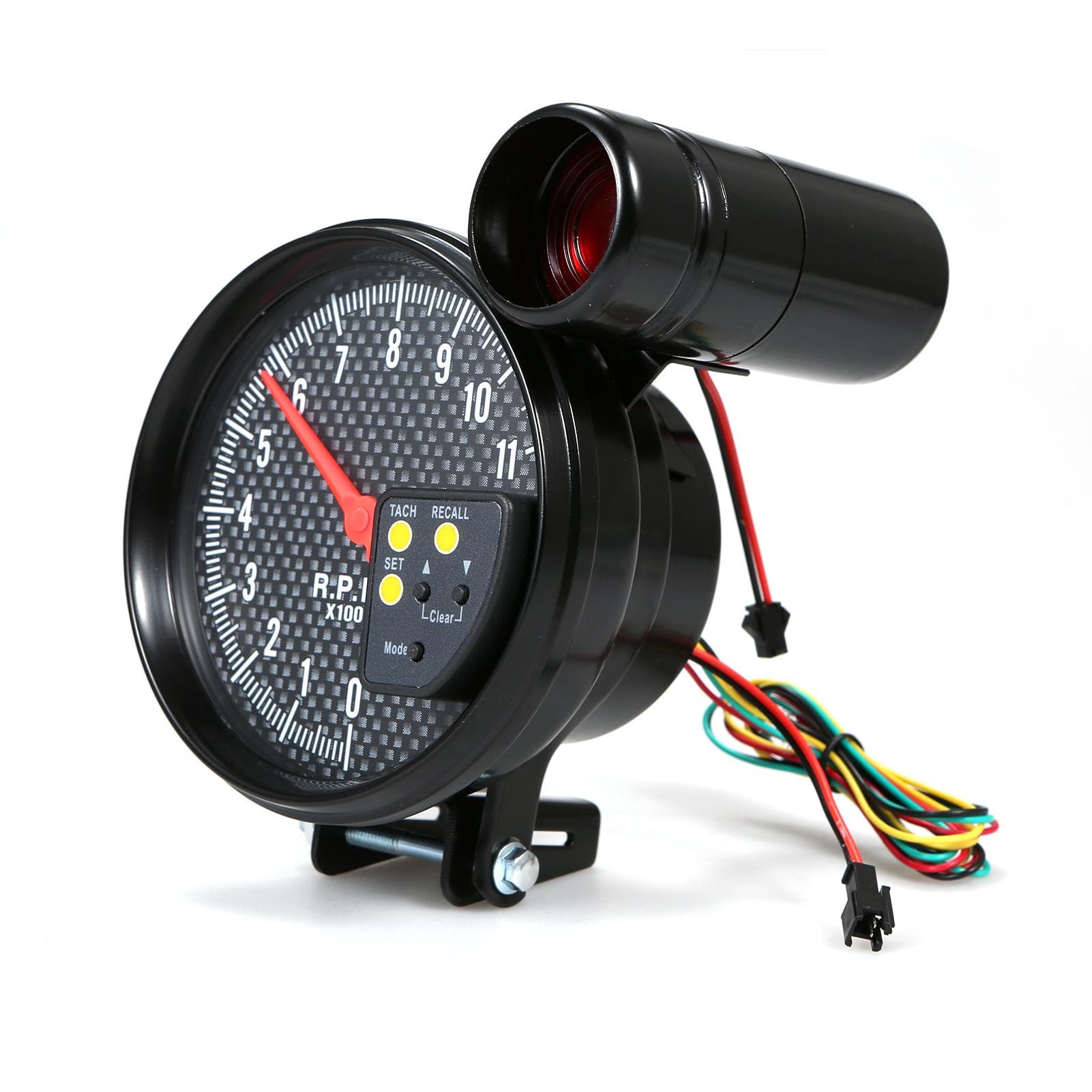 5 Inch Diameter Tachometer Carbon Fiber Face 7 Colors Optional With LED Pointer multicolour