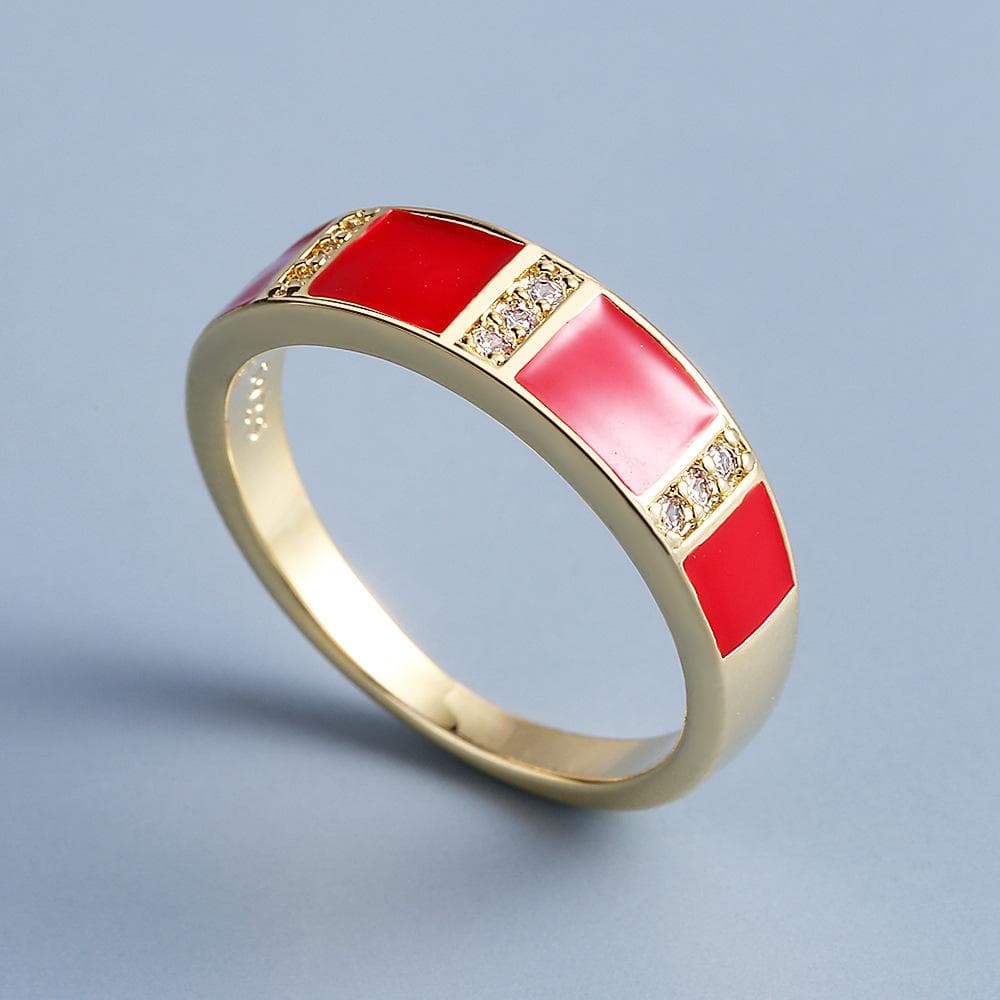 Classic Red Drip Glue Ring for Women's Simple Handmade Enamel Jewelry Party Ring Wedding Bridal Ring Couple's Jewelry 9 red