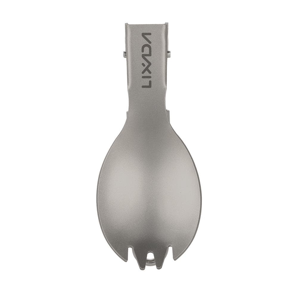 Lixada Titanium Folding Spork Lightweight Outdoor Dinner Spork Flatware for Travel Camping Backpacking Matt Finish