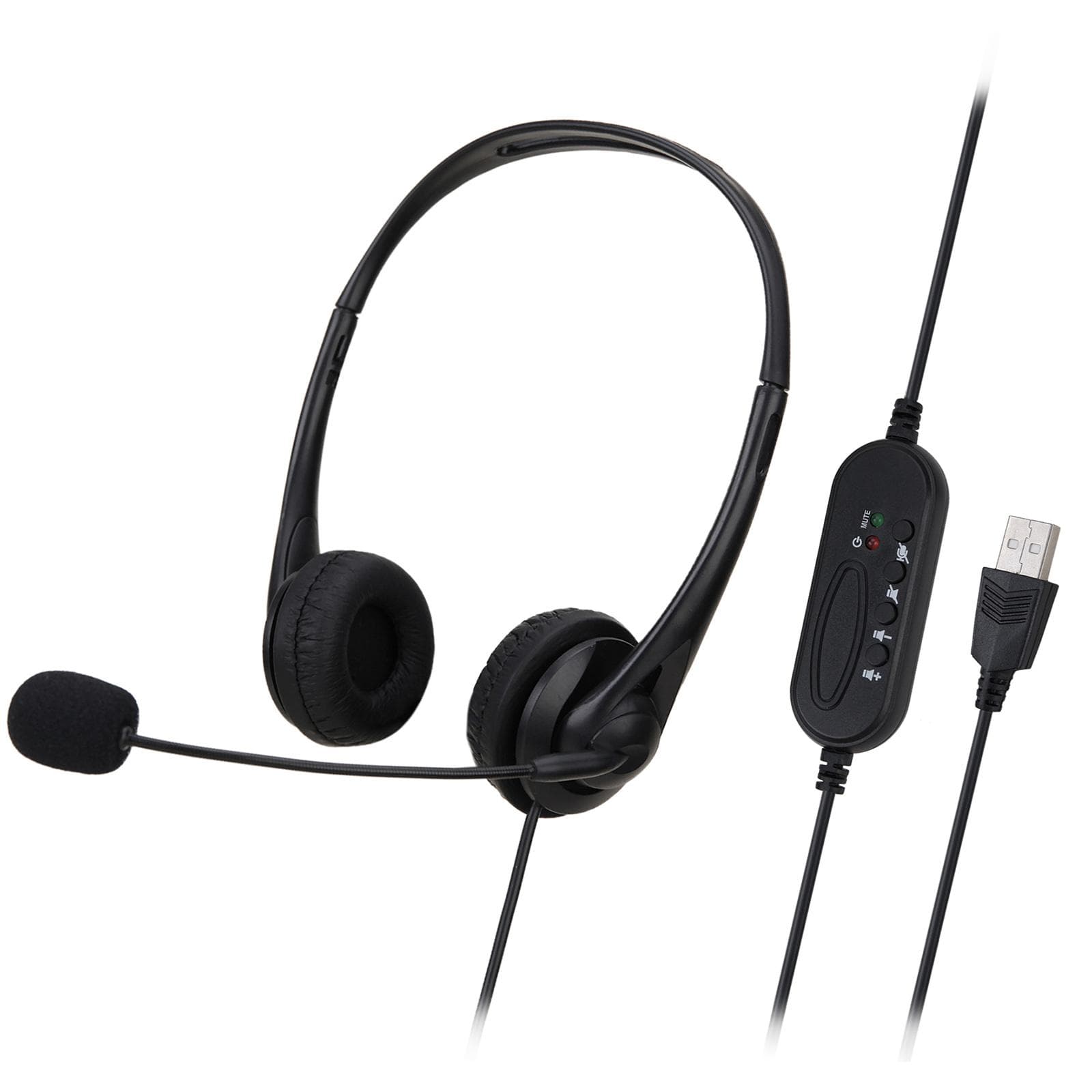 SY490MV Call Center Wired Headset Wired Control USB+3.5MM Port With Microphone Telephone Operator Wired Control USB Port black