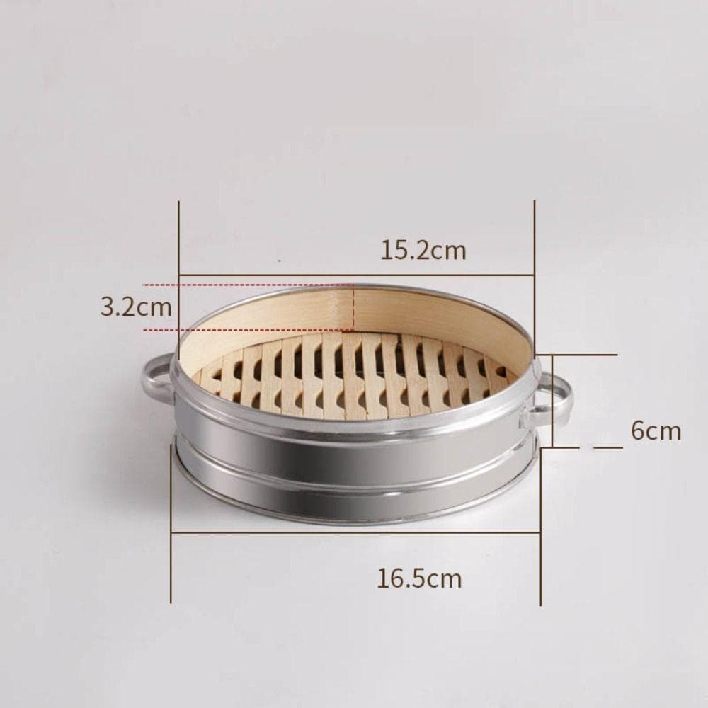 Weaving Bamboo Steamer Stainless Steel Chinese Food Tools New Snack Basket 16cm-Steamer