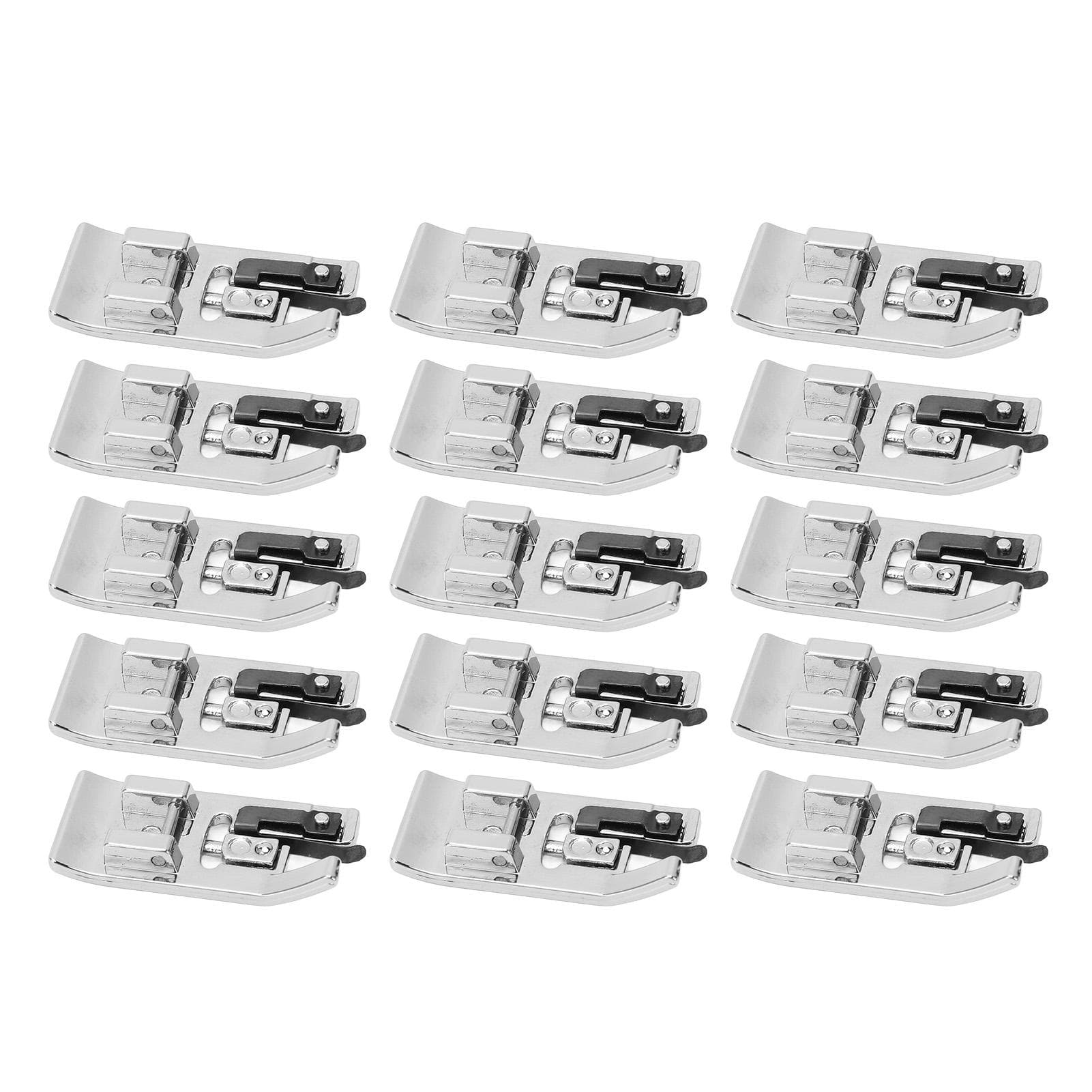 15 Pcs Overlock Presser Foot Universal Stainless Steel Snap On Sewing Machine Presser Foot for Home