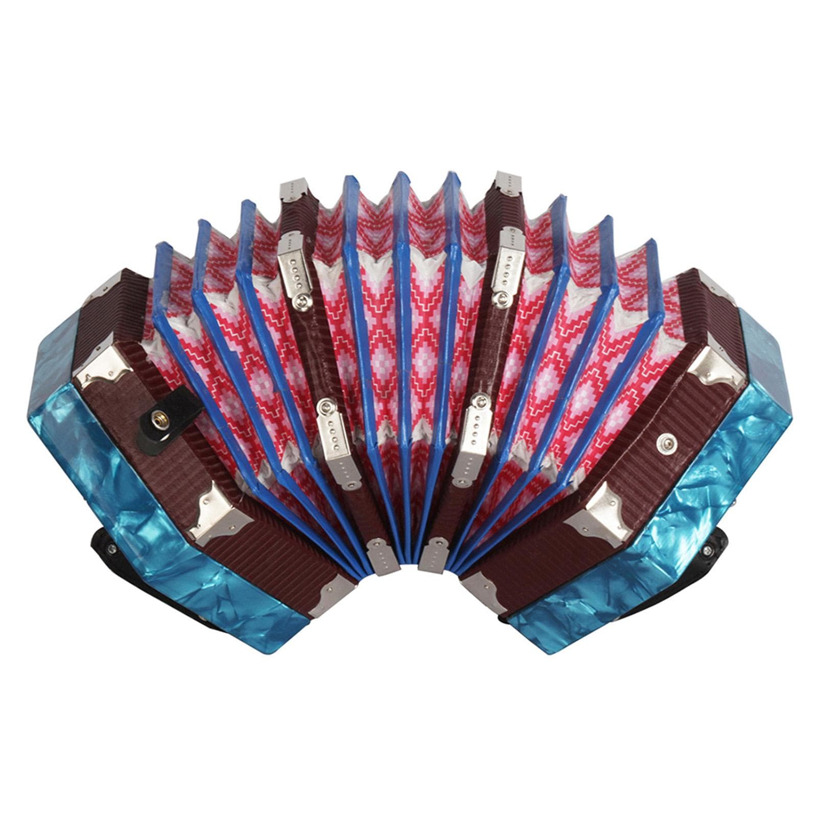 Concertina Accordion 20-Button 40-Reed Anglo Style with Carrying Bag blue