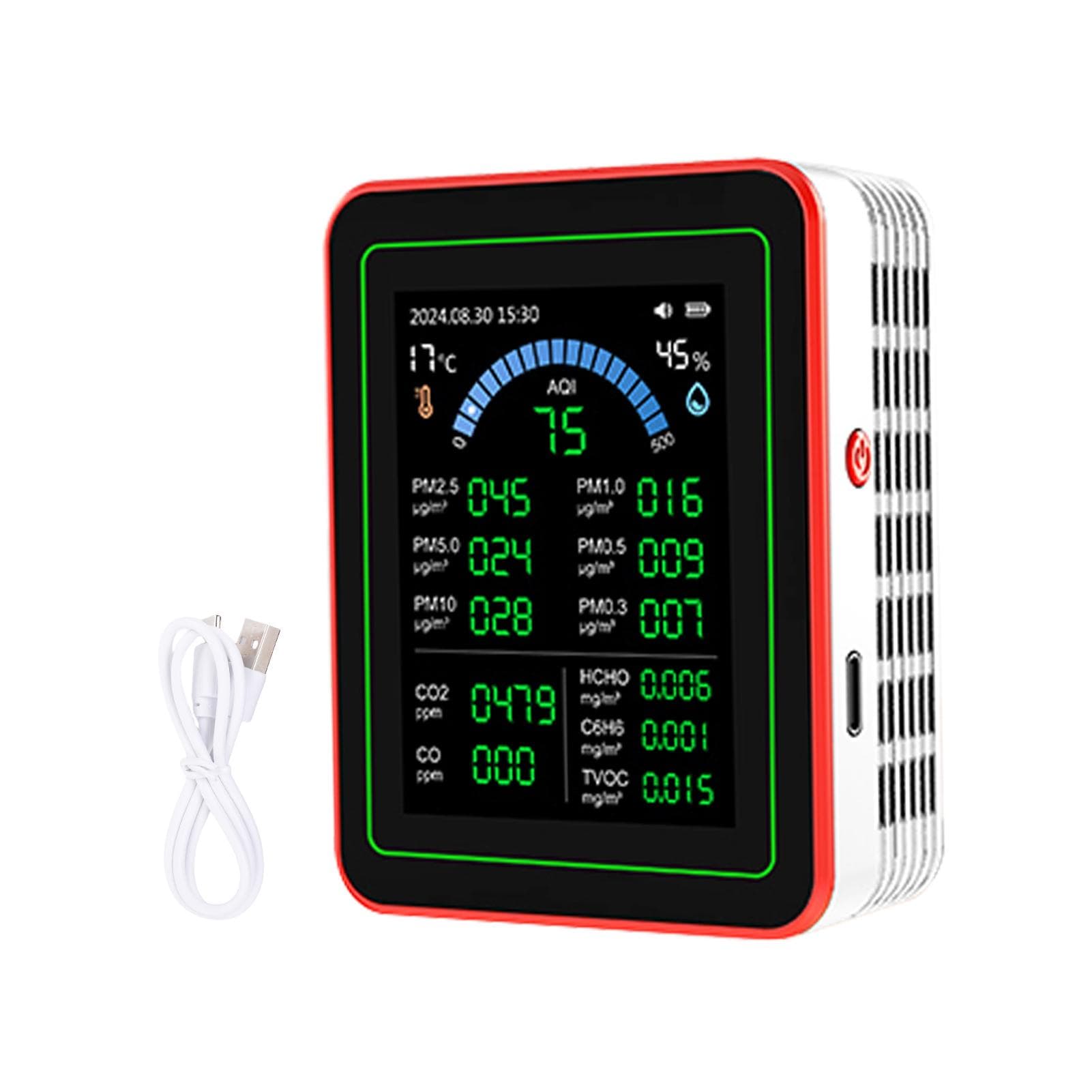 18 in 1 HCHO Meter, Temperature and Humidity Meter with Color Screen for Home Office, Detect Indoor