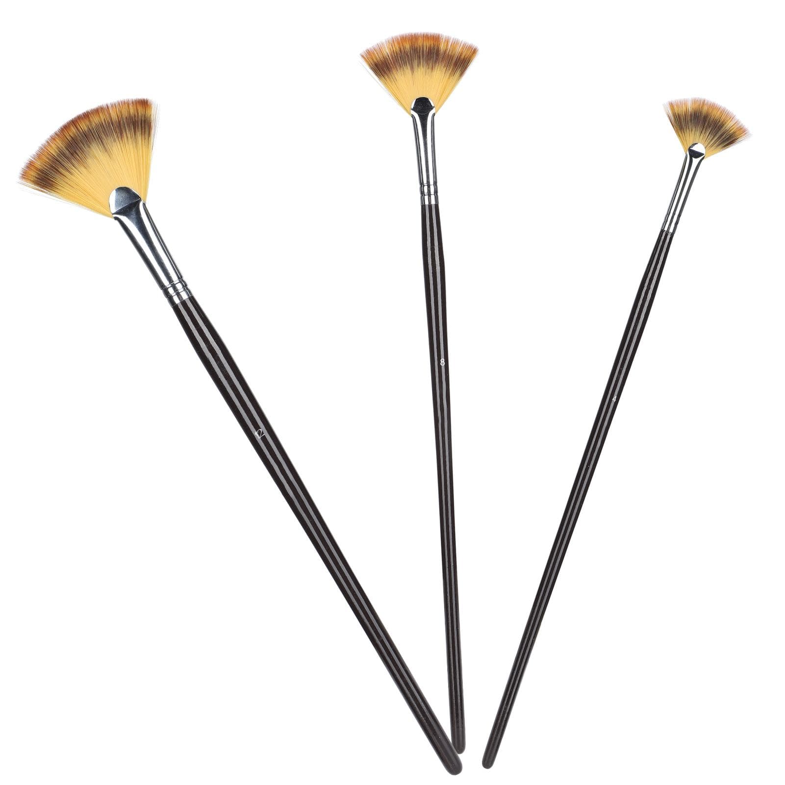 3pcs Fan Shape Painting Brushes Nylon Hair Watercolor Paint Brush Set with Wooden Handle