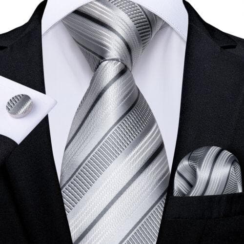 DiBanGu Mens Silk Necktie Set Striped Paisley Solid Tie Pocket Square Cufflinks N-7735