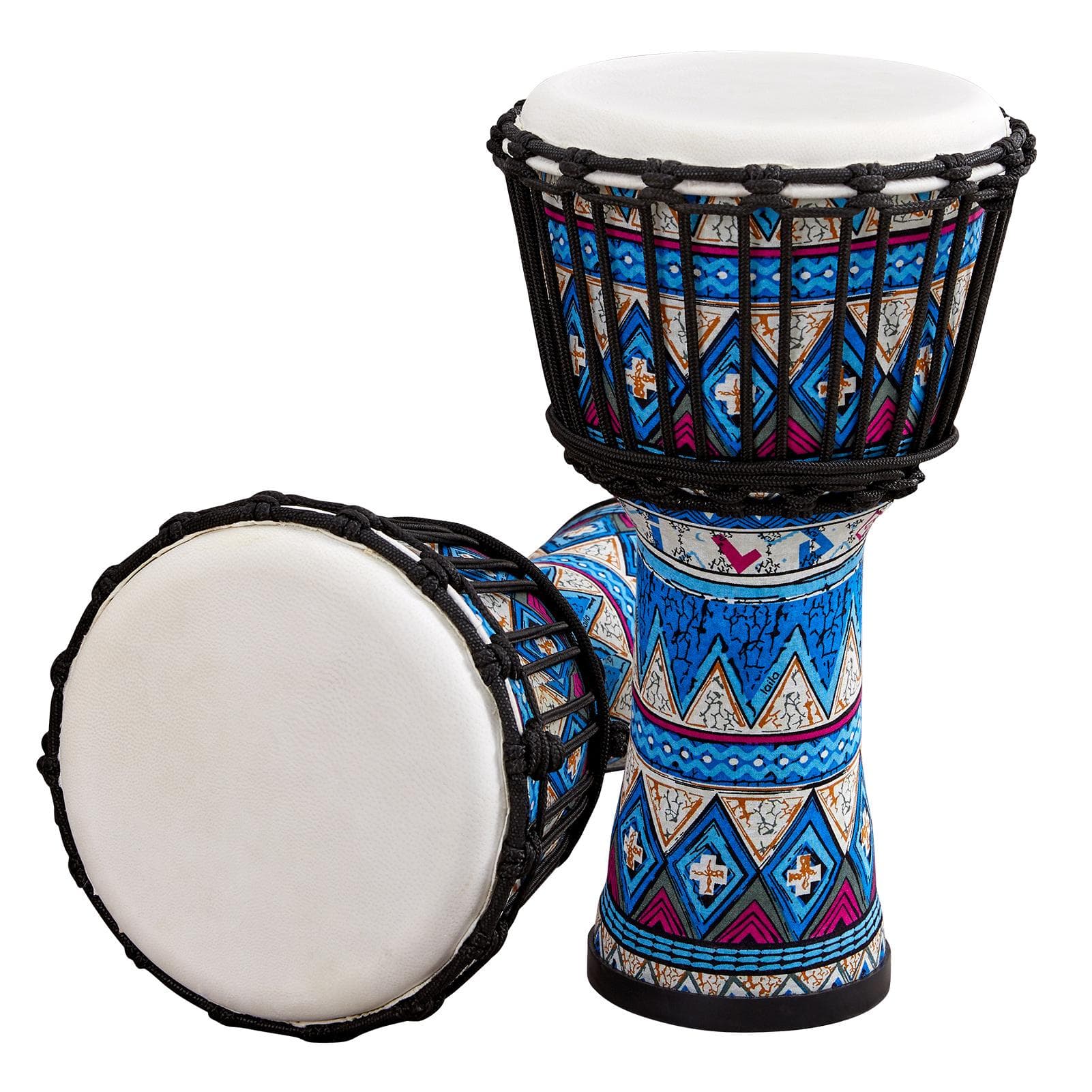 8 Inch Portable African Drum Djembe Hand Drum with Colorful Art Patterns Percussion Musical blue