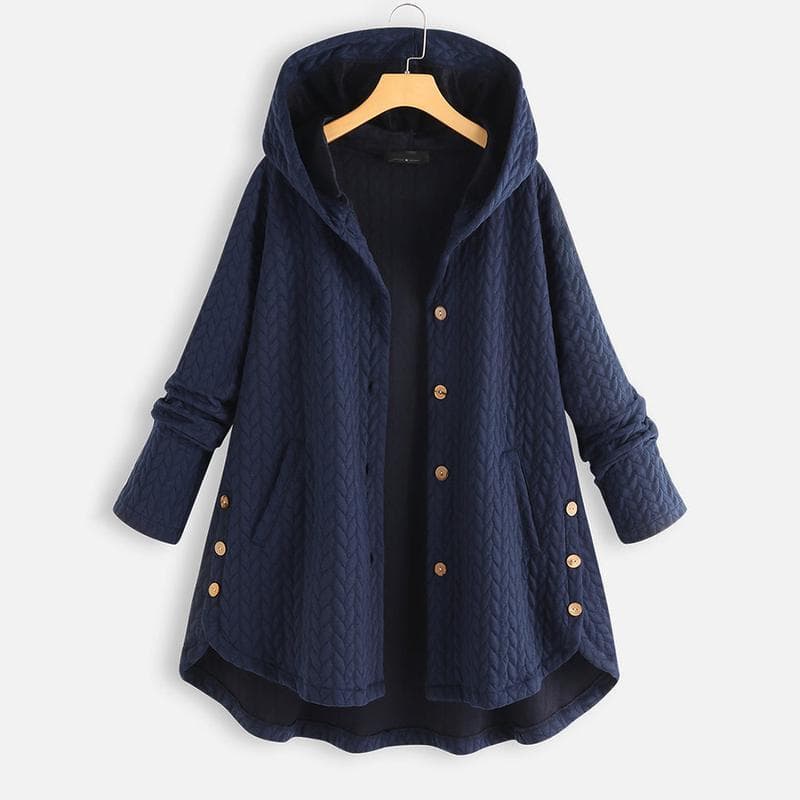 M-8XL Women's Spring and Autumn Long Hooded Ladies Casual Women's Regular Hooded Loose Jacket 3XL navy blue