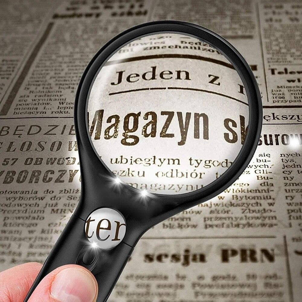 45x 3x Professional Magnifying Glass Jewelry Loupe With Led Light Handheld Magnifier Lupa For Coins Stamps Kids Seniors Reading black