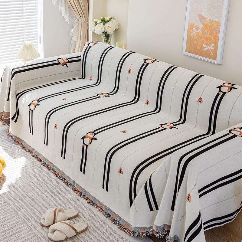 Chenille Stripe Sofa Towel Four Seasons Universal One Piece Couch Throw Blanket Decor Cloth Anti Cat Paw Dust Proof Sofa Towel 90x90cm 1pcs