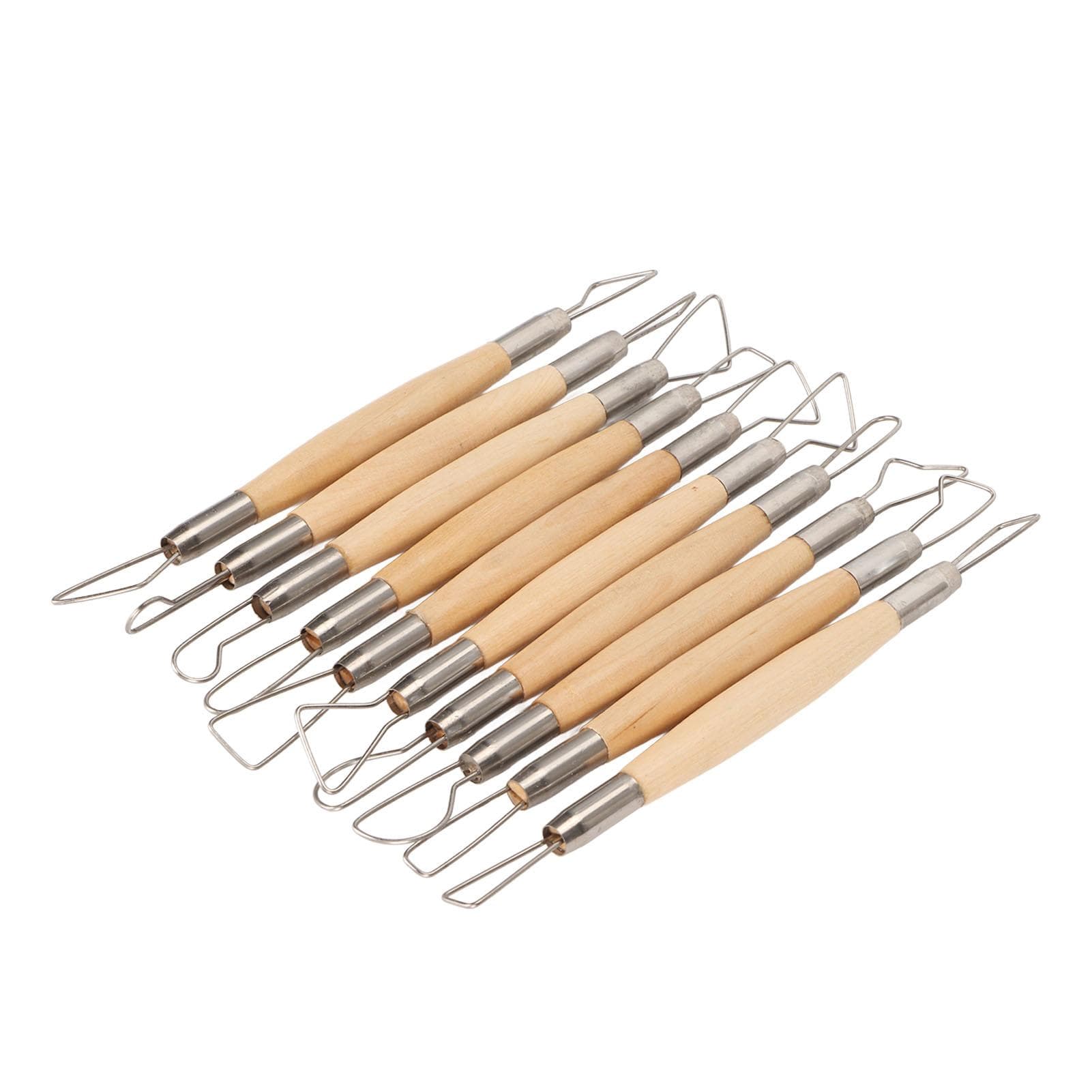 10pcs Clay Carving Tools Double Ended Pottery Carving Tools Wooden Handle Clay Sculpting Modelling