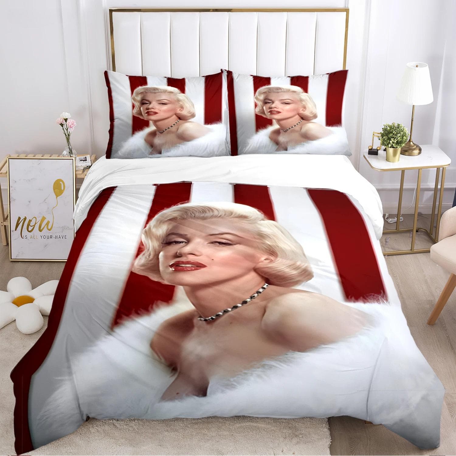 Marilyn Monroe Duvet Cover Comforter Fear Bedding sets Soft Quilt Cover and Pillowcases for Teens Boy Single/Double/Queen/King 135X200cm-2pcs