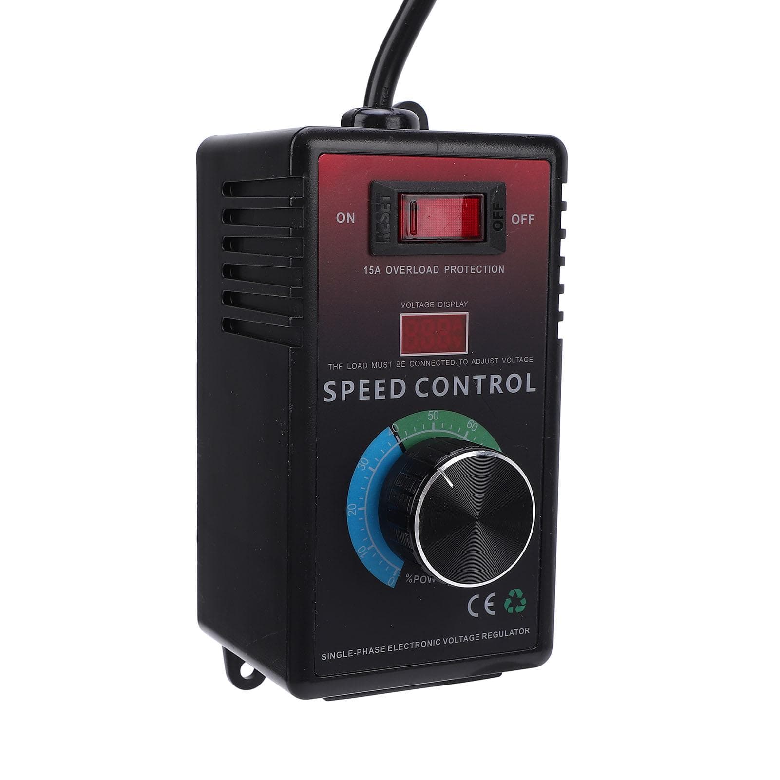 Electronic Voltage Regulator with Switch 15A Overload Guard Speed Controller for Fan Angle Grinder