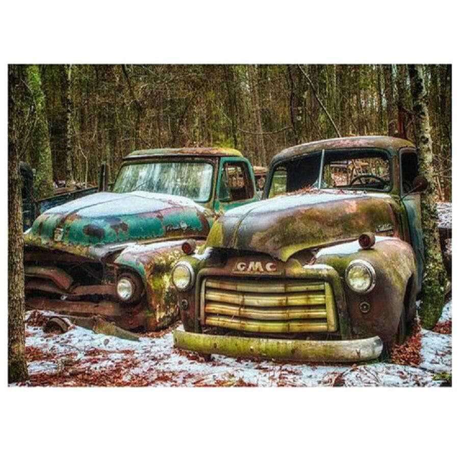 5D DIY Diamond Painting Retro Car Full Round Drill Embroidery Needlework Cross Stitch 20X30CM