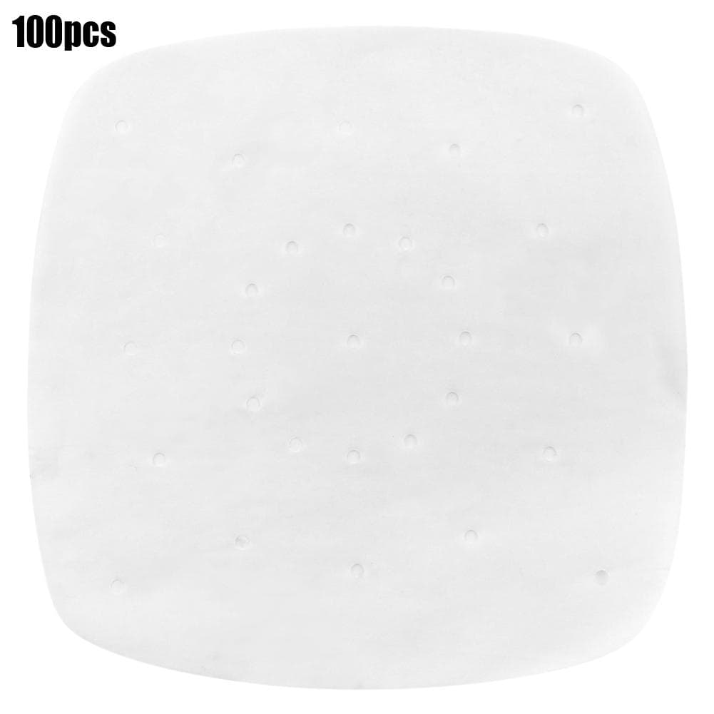 7.5in Perforated Square Steamer Paper Liners for Air Fryer Cooking Steaming(White) White