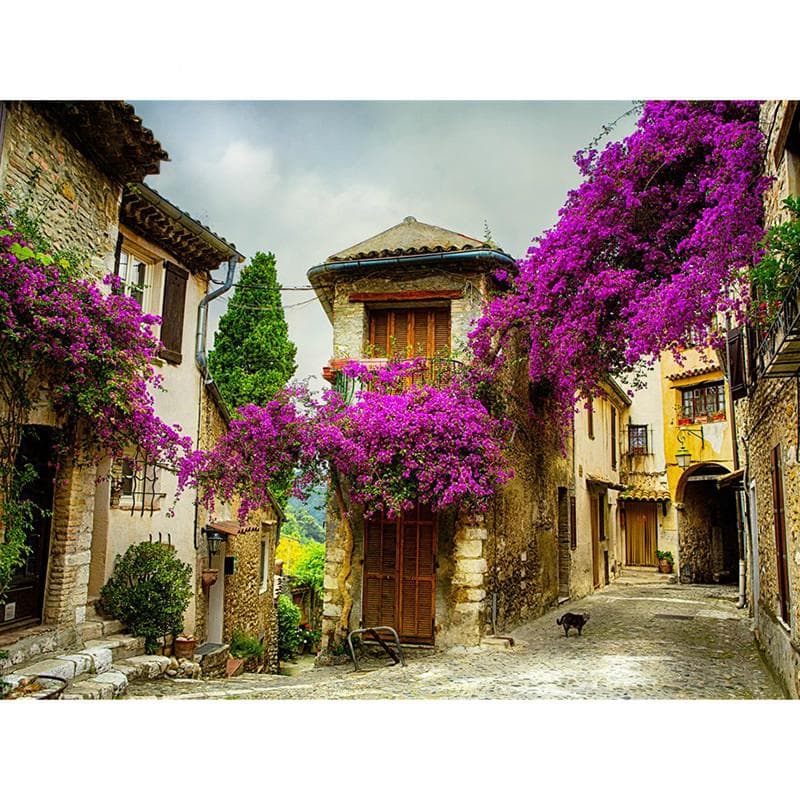5D DIY Diamond Painting Lavender Street Diamond Embroidery Mosaic Cross Stitch Rhinestone Decor 20X30CM