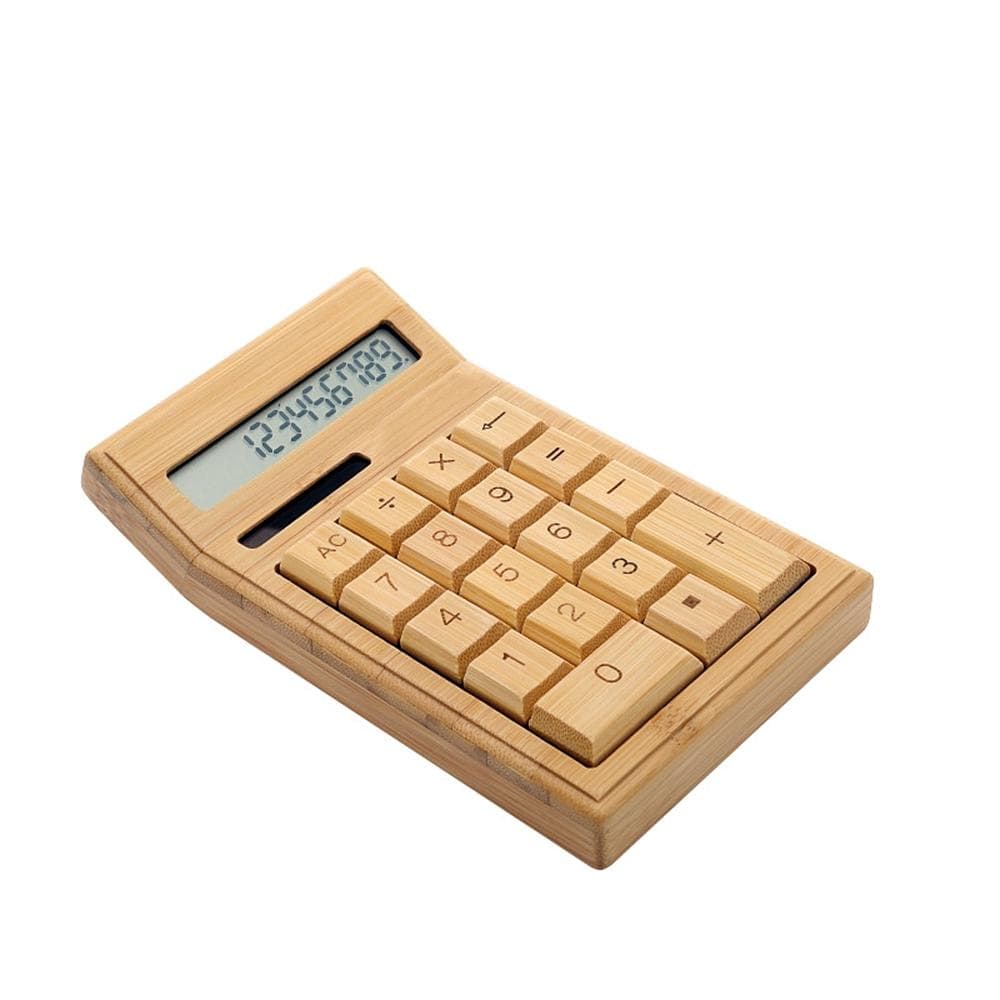 Eco-friendly Bamboo Electronic Calculator Counter Standard Function 12 Digits Solar & Battery Dual Po