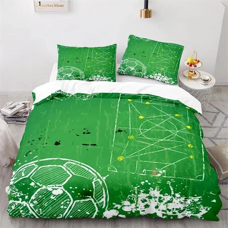 3D Soccer Duvet Cover Set King Queen Boys Watercolor Football Bedding Set Youth Sports Theme Quilt Cover For Child's Dorm Room AU Double 180x210cm
