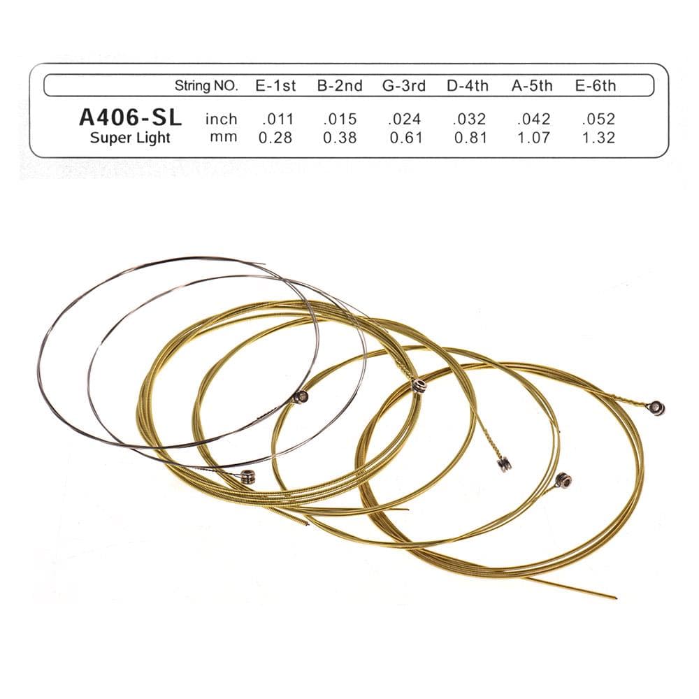 Alice A406 Series Acoustic Folk Guitar Strings Set Stainless Steel Wire Steel Core Coated Copper Super Light