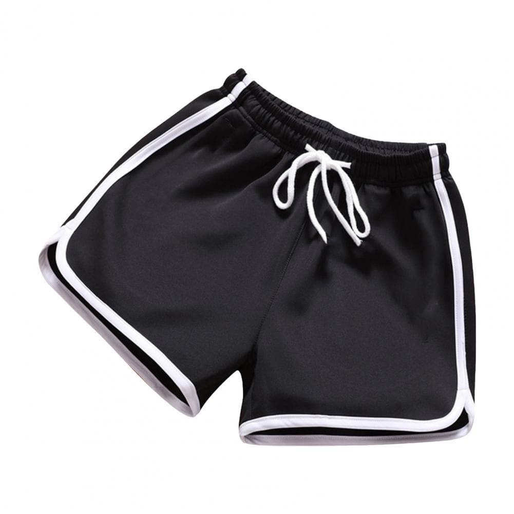 Men Summer Shorts Drawstring Elastic Waist Loose Solid Color Sport Pants Thin Above Knee Length Beach Trousers Daily Casual Jogg XL black