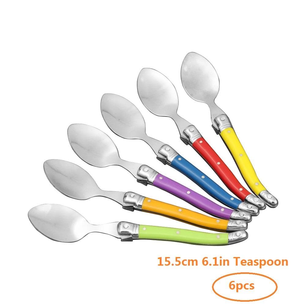 6pcs Laguiole Steak Forks Rainbow Dinner Fork set Colorful Cutlery Table Fork Stainless Steel Bar Dinnerware Restaurant Home kit