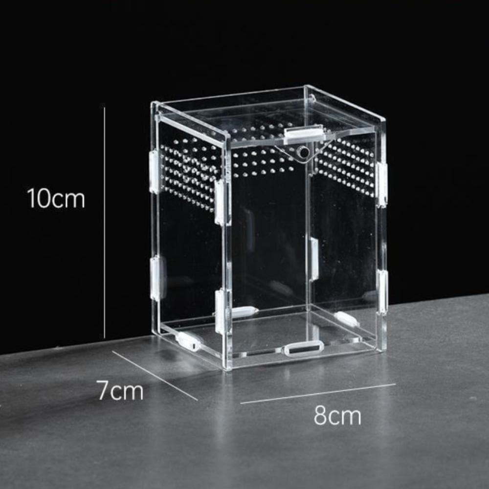 Acrylic Reptile Habitat Clear Spider Feeding Case Durable Lizard Breeding Box for Scorpion 8X7X10cm-Vertical