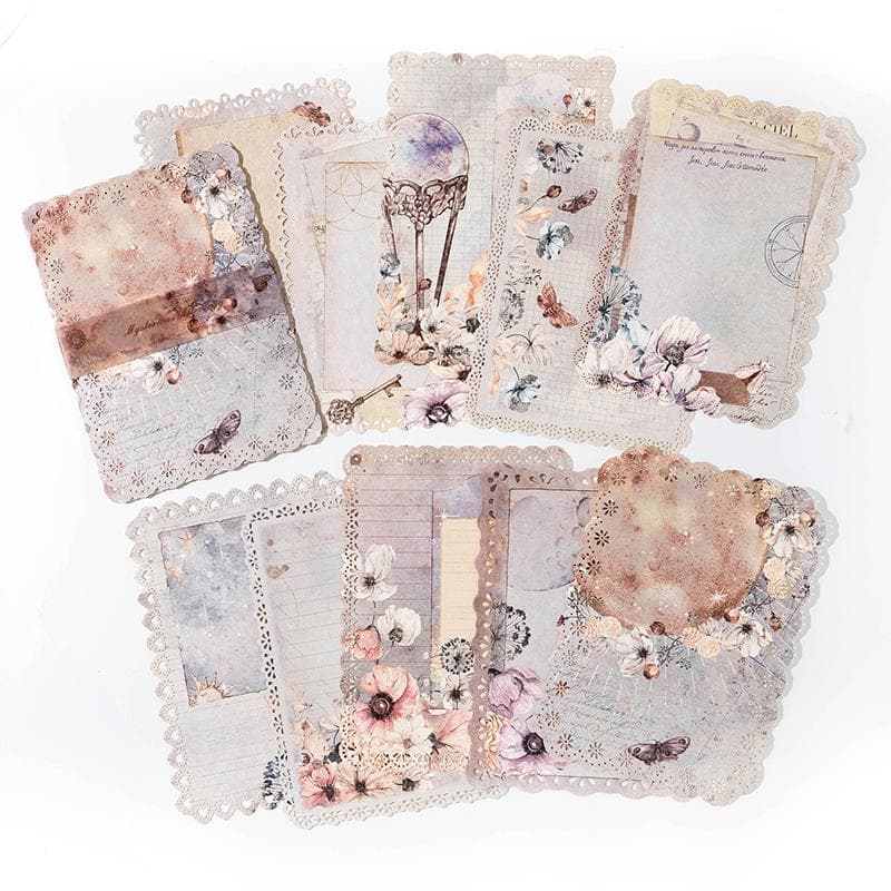 10pcs/pack Vintage Patterned Lace paper Scrapbook Materials DIY Photo Album Collage Journalling Creative Stationery Supplies