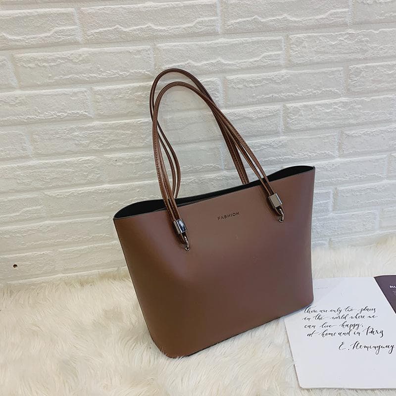 Yogodlns Solid Color Women's PU Leather Handbag and Purse Luxury Large Capacity Fashion Shoulder Bags Female Designer Shopping Tote Bags 38*12*27cm coffee