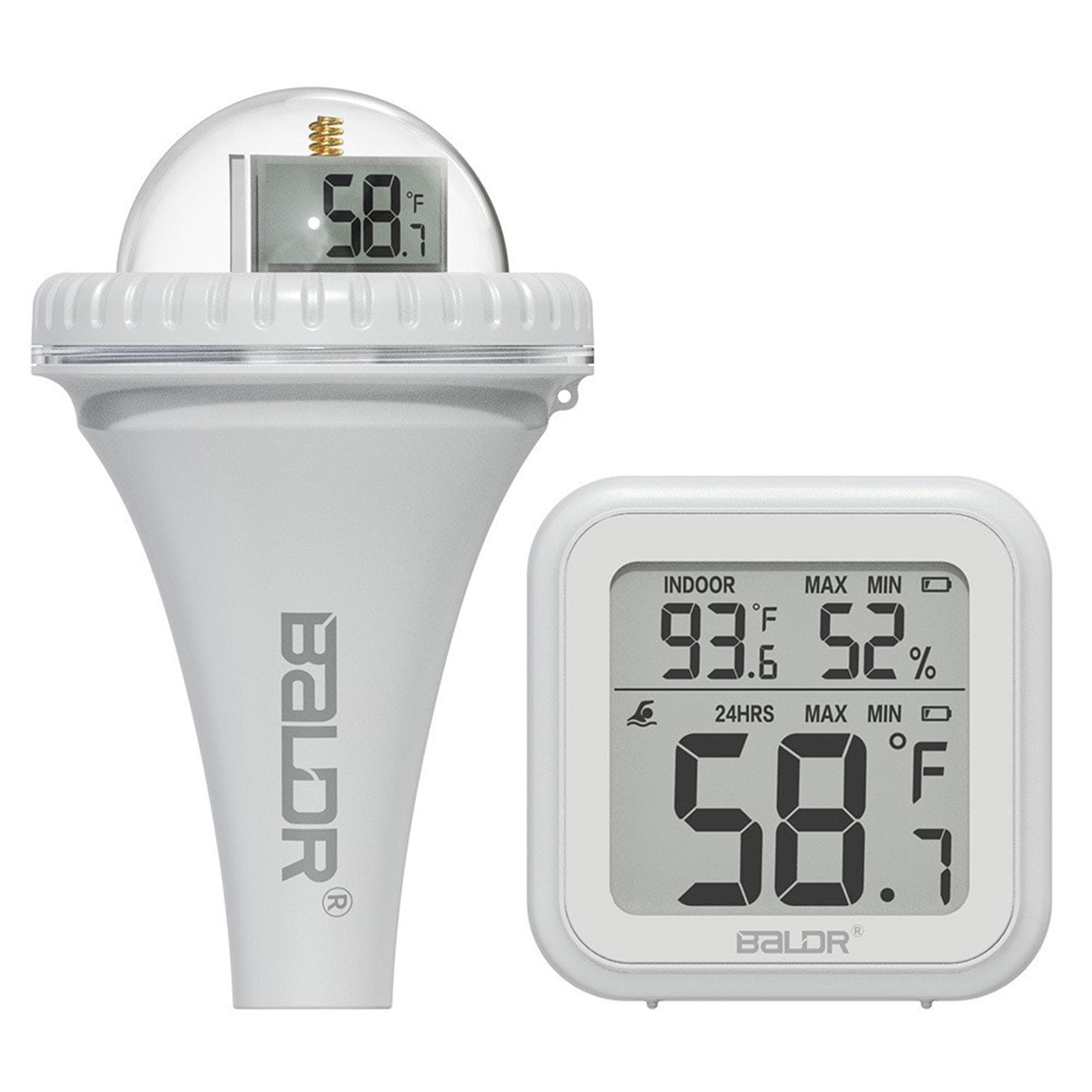 BaLDR Pool Thermometer, Wireless Pool Thermometer Floating Easy Read, Pool Thermometer for Swimming white