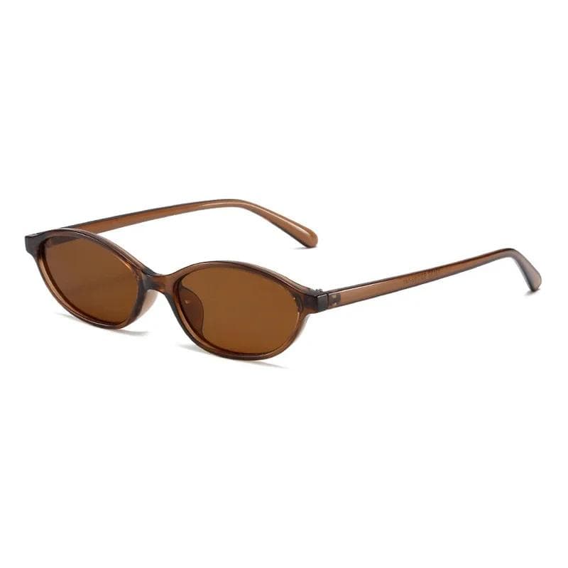 New Retro Oval Cat Eye Sunglasses for Women Y2k Trendy Small Narrow Sunnies 90s Vintage Designer Sun Glasses As Picture