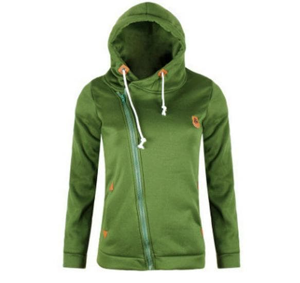 2024 Women's Sports Cardigan with Side Zipper and Hood 2XL green