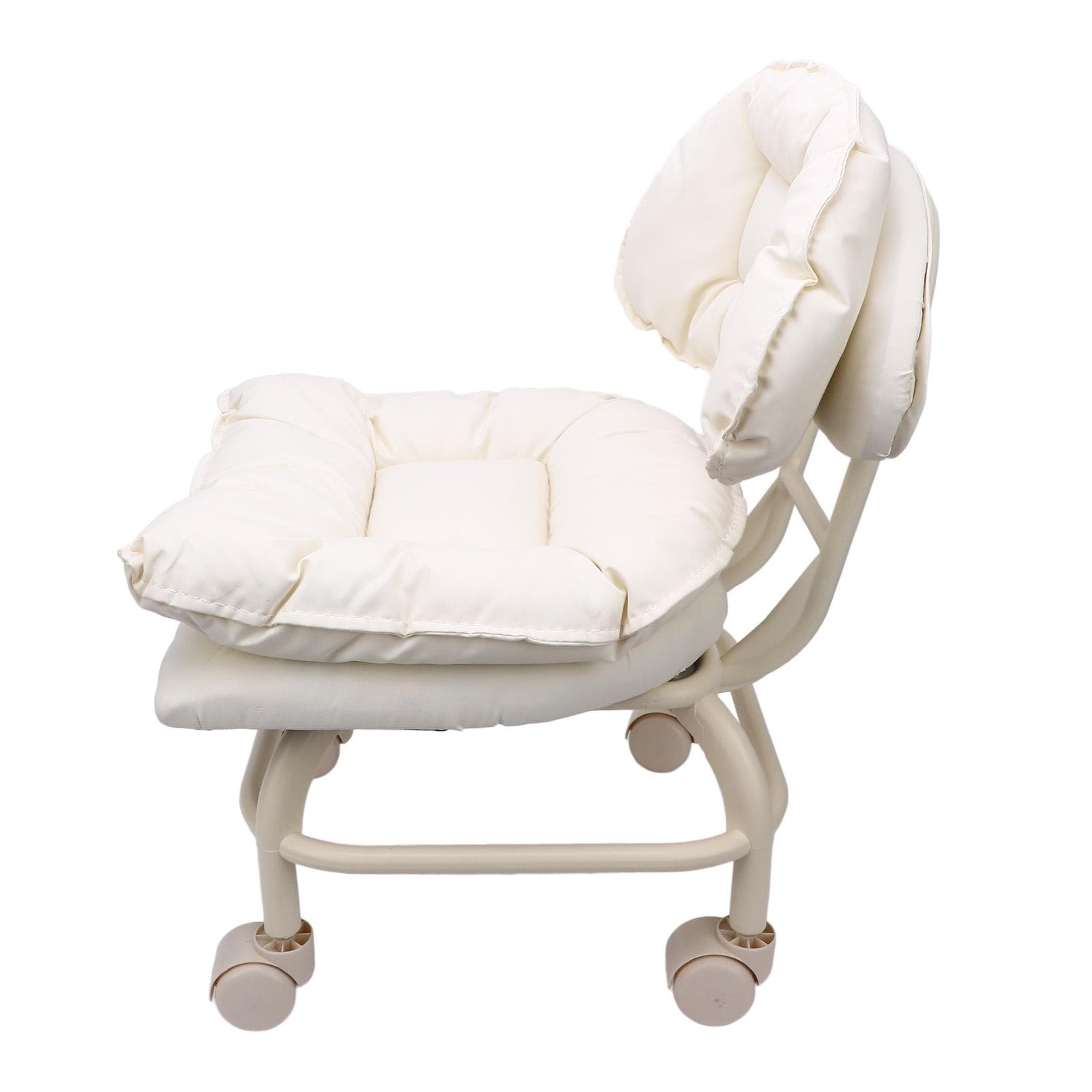 Low Rolling Stool with Back Water Proof PU 360 Degree Rotating Soft Padding Short Rolling Stool