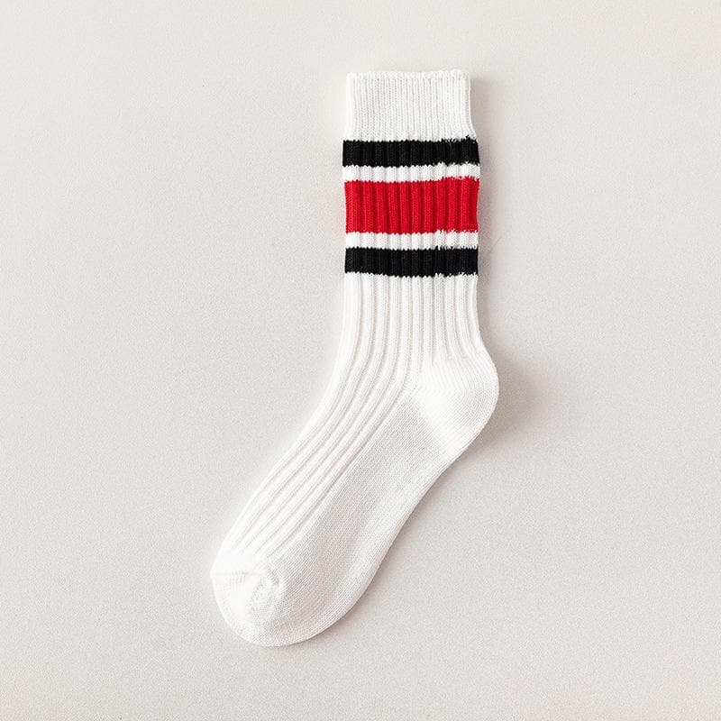 New Fashion Color Block Striped Mid-calf Sports Socks Men Women Breathable Cotton Socks Outdoor Running Basketball Cycling Socks