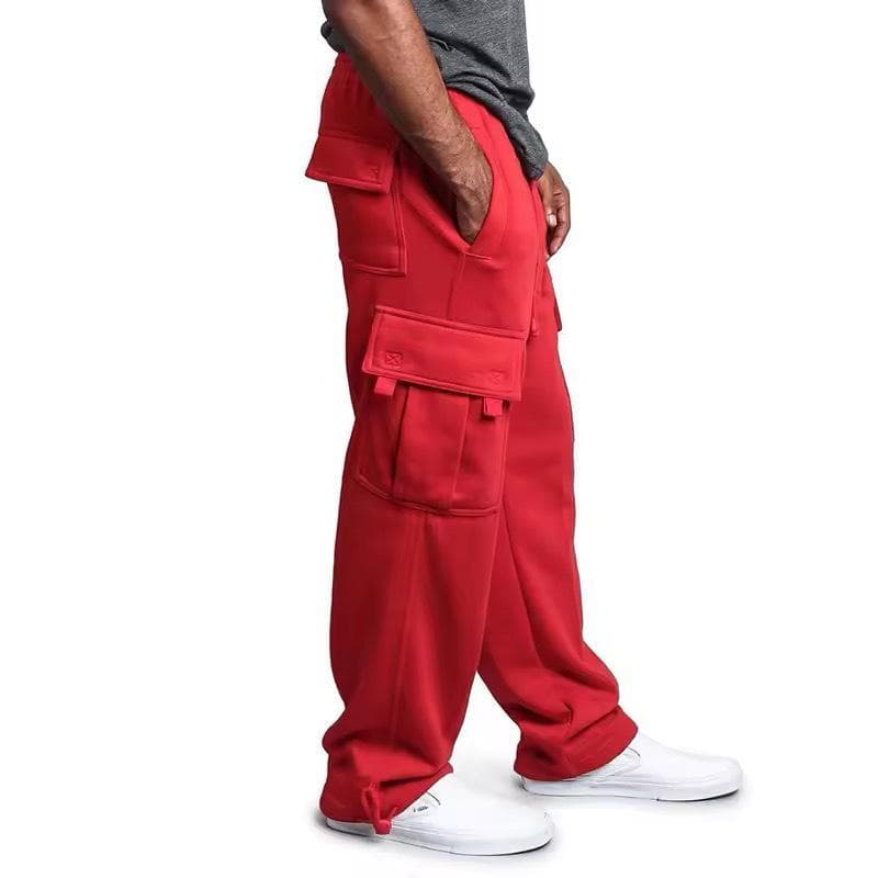 2024 Men's Multi-Pocket Sports Casual Drawstring Trousers with Cuffed Loose Fit Size S