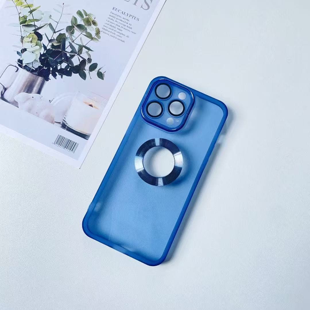 Suitable for IPhone16promax Electroplated Pupil Protection Case 15/14 Hollow 13 Anti-fall All Inclusive 12 Apple 16Pro blue