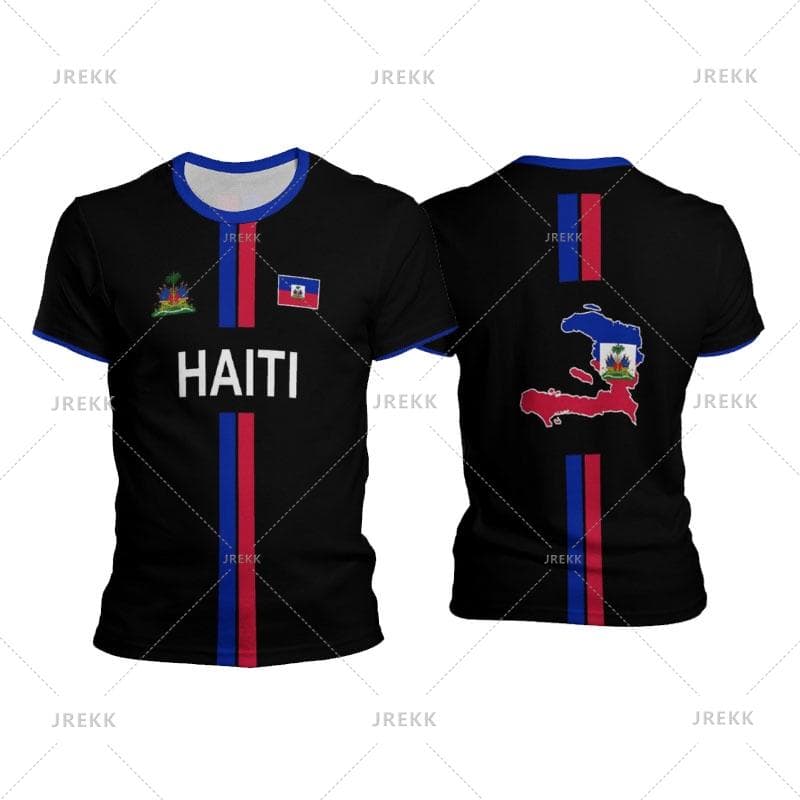 Haiti Football T Shirts Men's Sports T-shirt Haitian Flag Street Oversized Tops Unisex Casual Graphic Tees Tops Y2k Men's Gifts 4XL