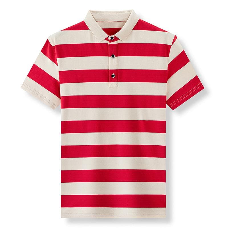 Polo Shirt Loose Collar Striped Men's Short Sleeved Summer Light Business Casual Men's Polo Shirt Upper Garment L